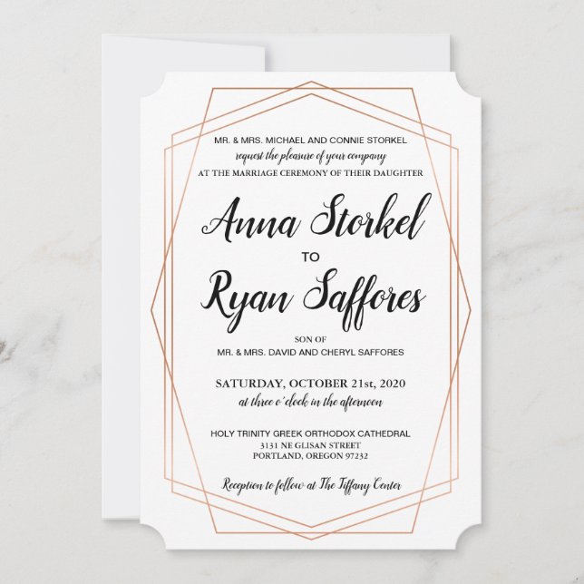 Simple Gold Geometric Wedding Invitation (Front)