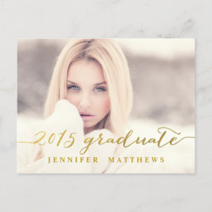 Simple Gold Glam   Graduation Party Invitation Postcard