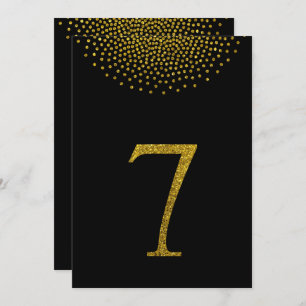 Simple gold glitter and black table number 7