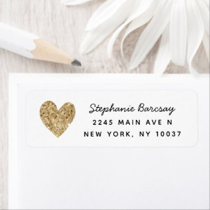Simple Gold Glitter Heart Return Address