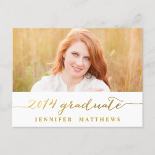 Simple Gold Graduation Party Invitation Postcard