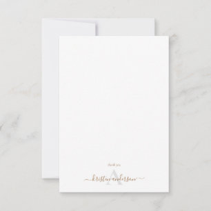 Simple Gold & Grey Script Monogram White Funeral   Thank You Card