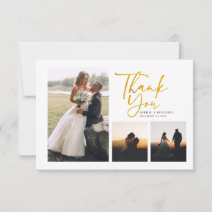 Simple Gold Hand-Lettered Wedding Thank You Card