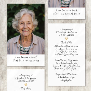 Simple Gold Heart Photo Funeral Prayer Card