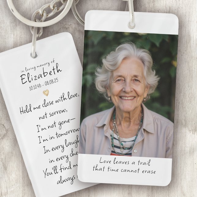 Simple Gold Heart Photo Poem Memorial Key Ring (Creator Uploaded)