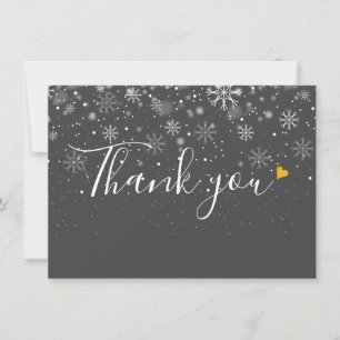 Simple Gold Heart  Script Christmas Holidays  Thank You Card