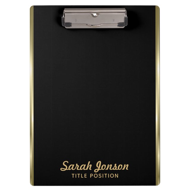 Simple Gold Horizontal Stripes Clipboard (Front)