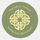 Simple Gold Irish Faith and Begorrah Quote Classic Round Sticker (Front)