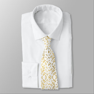 Simple Gold Leaf Botanical Modern Tie