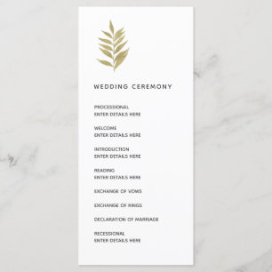 Simple Gold Leaf Botanical Wedding Ceremony Programme