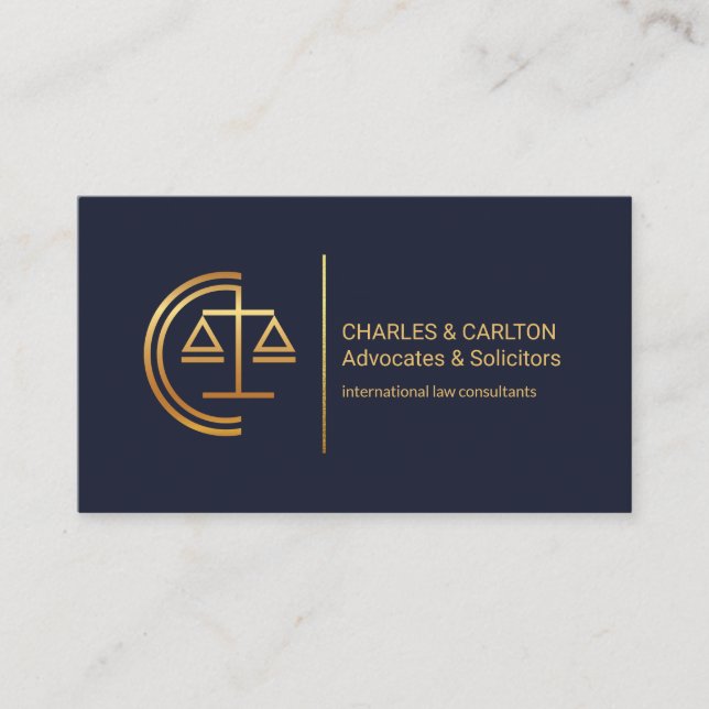 Simple Gold Letter-C Scales Of Justice Lawyer Business Card (Front)