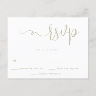 Simple Gold Lettering Wedding RSVP Card Postcard