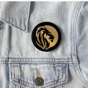 Simple Gold Lion Leo Logo 6 Cm Round Badge