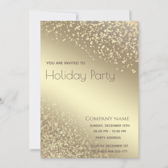 Simple gold lux dazzle corporate Holiday party  Invitation (Front)