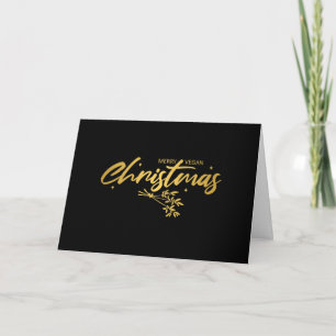 Simple Gold Merry Vegan Christmas  Card