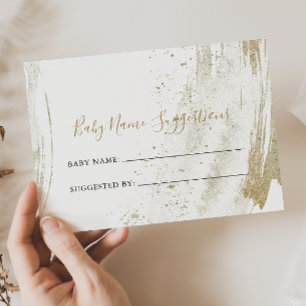 Simple Gold Minimalist Baby Name Suggestions Card