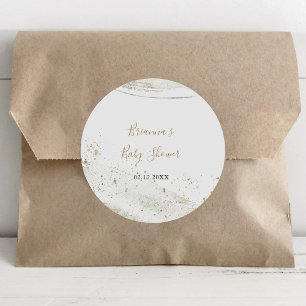 Simple Gold Minimalist Baby Shower Favour Classic Round Sticker