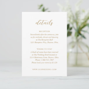 Simple Gold Modern Wedding Enclosure Card