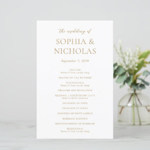 Simple Gold Modern Wedding Program