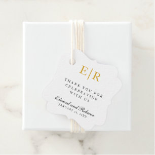Simple Gold Monogram Elegant Wedding Favour Tags
