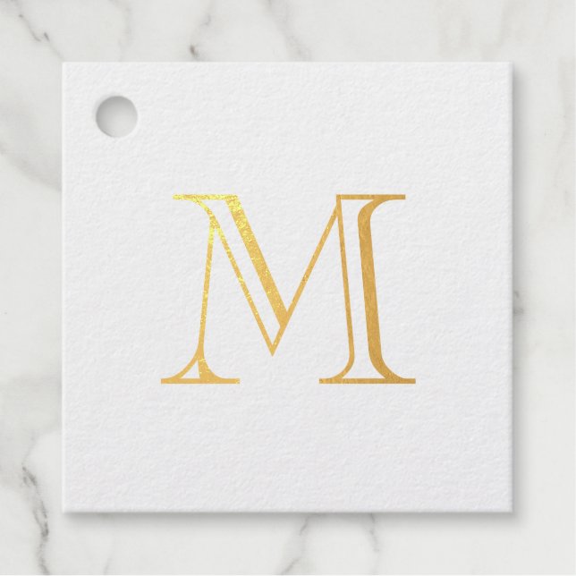 Simple Gold Monogram  Favour Tags (Front)
