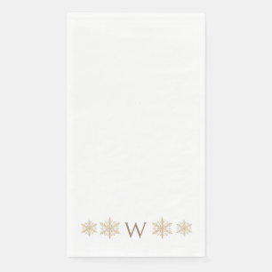 Simple Gold Monogram Gold Watercolor Snowflake Napkin