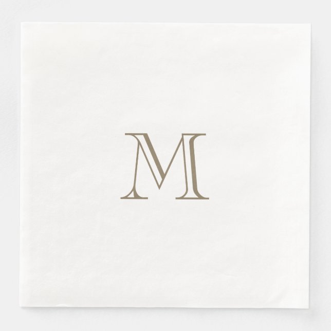 Simple Gold Monogram Paper Napkin (Front)