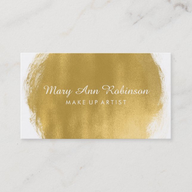 Simple Gold Paint Look Make Up Artist Business Card (Front)
