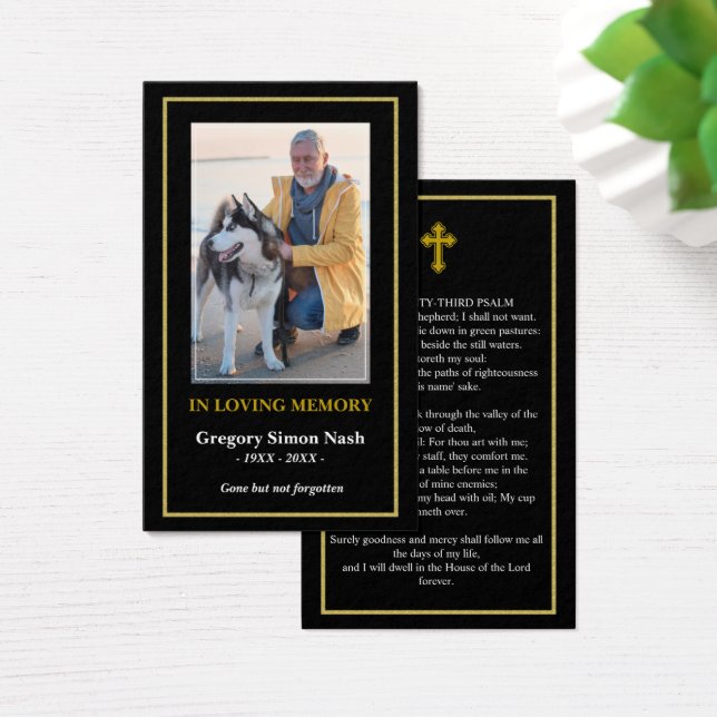 Simple Gold Photo Sympathy Funeral Card (Desk)