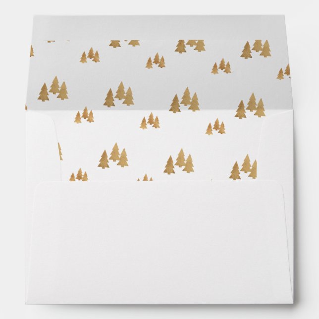 Simple Gold Pine Tree Pattern Christmas Envelopes (Back (Bottom))