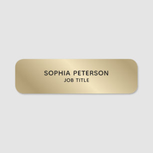 Simple Gold Print Employee Staff Custom Name Tag