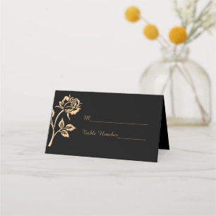 Simple Gold Rose Place Card