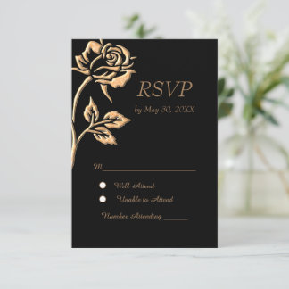 Simple Gold Rose RSVP Card