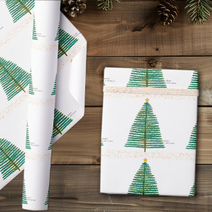 Simple Gold Scandi Scandinavian Christmas Tree Wrapping Paper