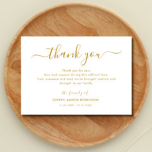 Simple Gold Script Funeral Thank You Note Card