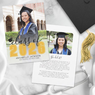Simple Gold Script Graduate Photo Graduation Announcement