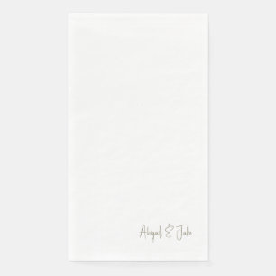Simple Gold Script Names Wedding Napkin