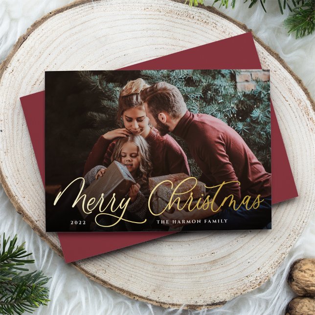 Simple Gold Script Overlay Merry Christmas Photo (Creator Uploaded)