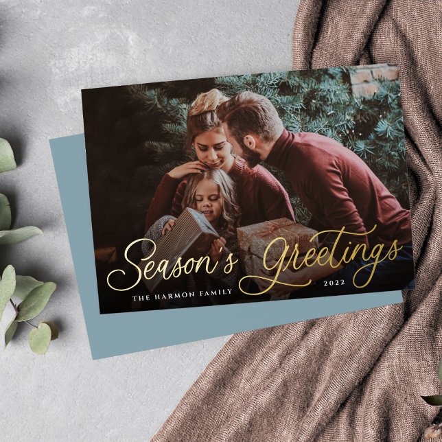 Simple Gold Script Overlay Seasons Greetings Photo (Creator Uploaded)