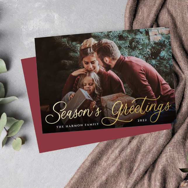 Simple Gold Script Overlay Seasons Greetings Photo (Creator Uploaded)