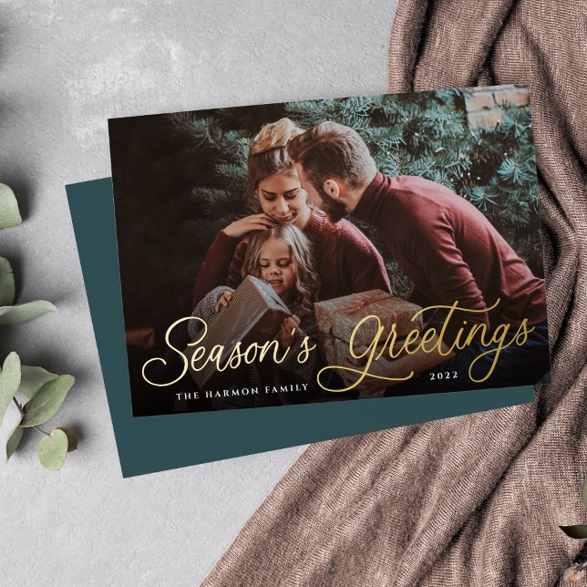 Simple Gold Script Overlay Seasons Greetings Photo (Creator Uploaded)