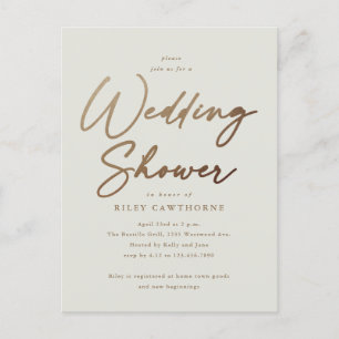 Simple Gold Script Wedding Shower Postcard