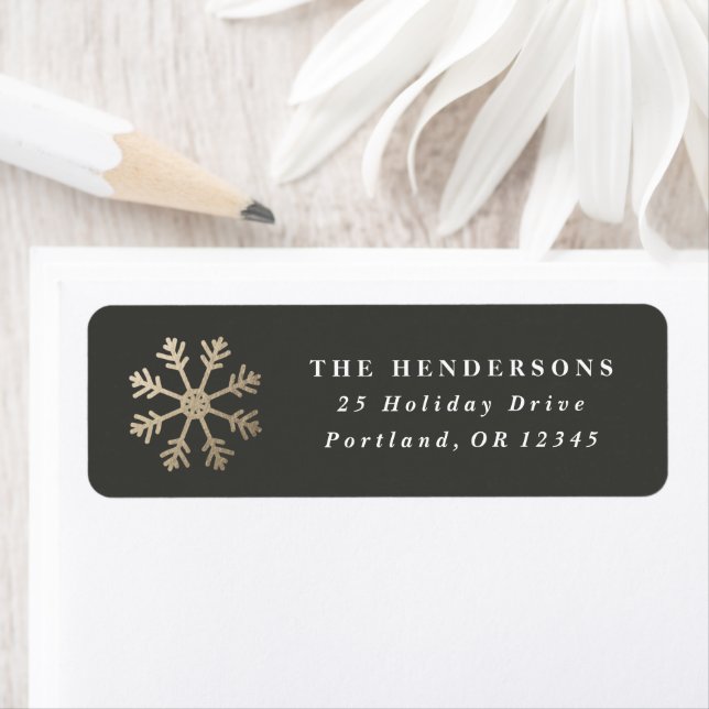 Simple Gold Snowflake Christmas Return Address (Insitu)