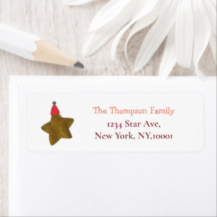 simple Gold Star Christmas return address