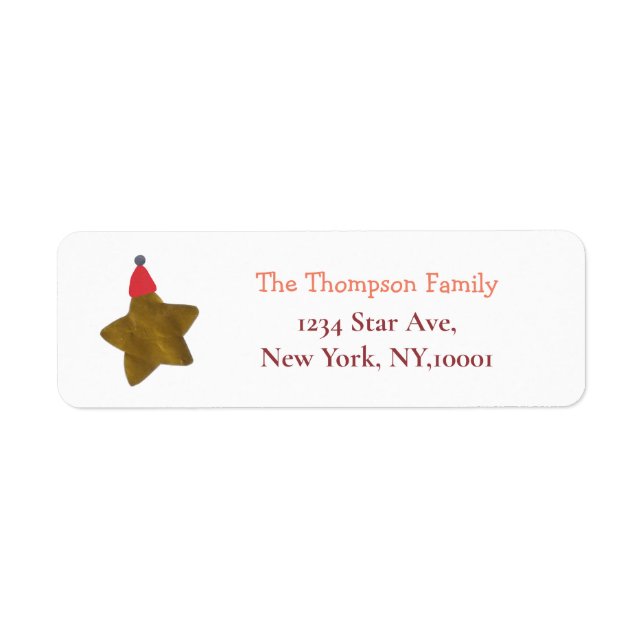 simple Gold Star Christmas return address (Front)