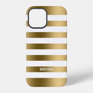 Simple Gold Stripes On White Background iPhone 12 Case