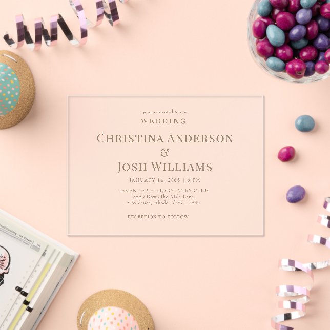 Simple Gold Text Wedding  Acrylic Invitations (Insitu (Celebration))