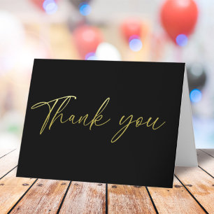 Simple Gold Thank You Calligraphy Script Black 