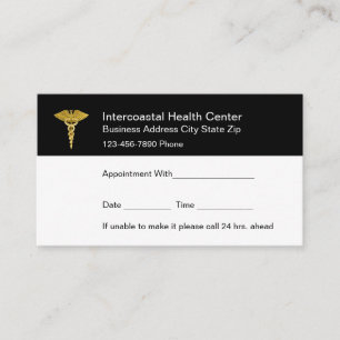 Simple Gold Tone Caduceus Symbol Appointment Cards