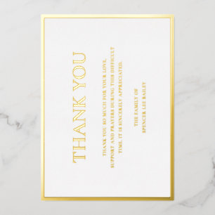 Simple Gold Traditional Funeral Thank You Card